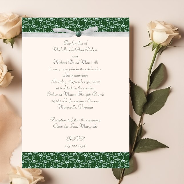 Emerald Green Florentine Wedding Invitation (Creator Uploaded)