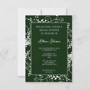 Emerald Green Flourish Bridal Shower Invitation