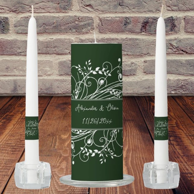 Emerald Green Flourish Wedding Unity Candle Set (Emerald Green Flourish Wedding Unity Candle Set)