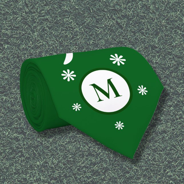 Emerald Green Flower Power Monogram Neck Tie (Emerald Green Flower Power Monogram Neck Tie)