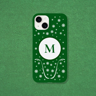 Emerald Green Flower Power Monogram Phone Case