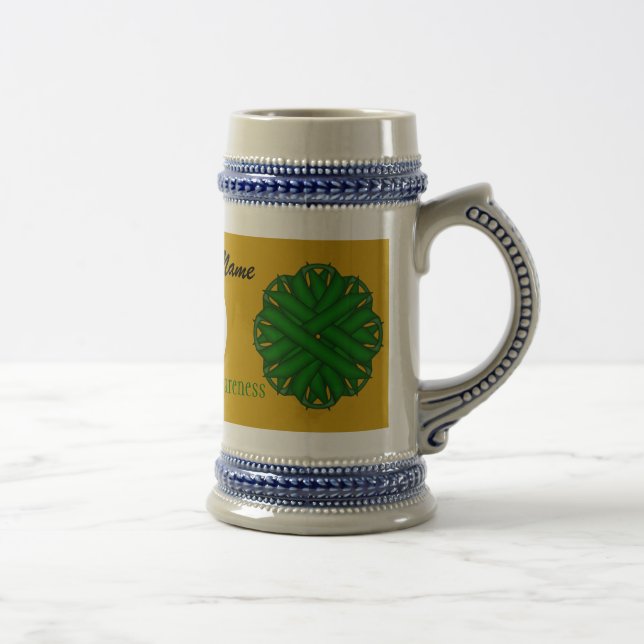 Emerald Green Flower Rbn by Kenneth Yoncich Beer Stein (Right)