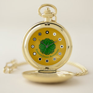 Emerald Green Flower Ribbon (Bf) by K Yoncich Pocket Watch