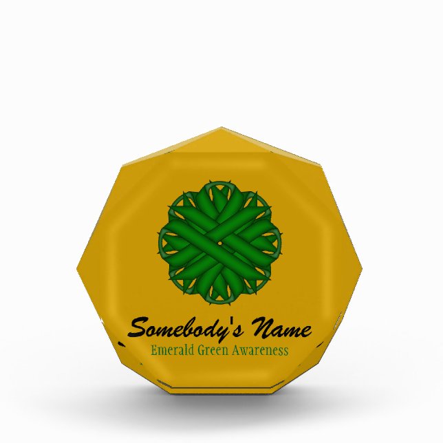 Emerald Green Flower Ribbon by Kenneth Yoncich Acrylic Award (Front)