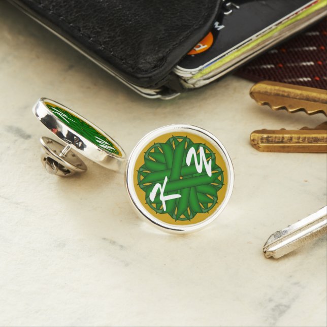 Emerald Green Flower Ribbon by Kenneth Yoncich Lapel Pin (In Situ)