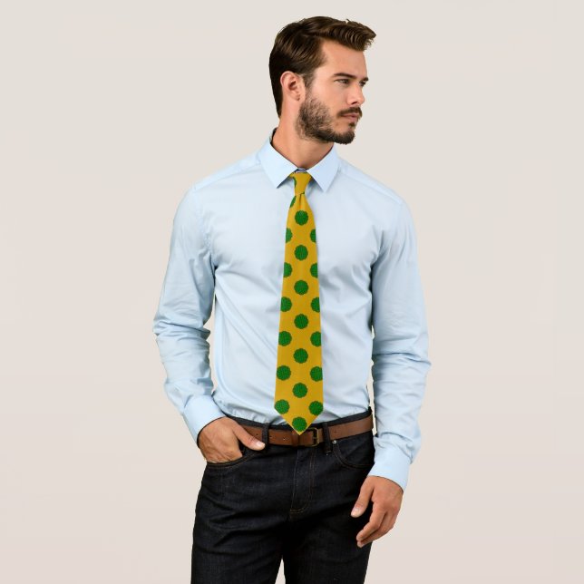 Emerald Green Flower Ribbon by Kenneth Yoncich Neck Tie (In Situ)
