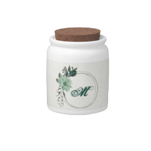 emerald green flowers botanical candy jar