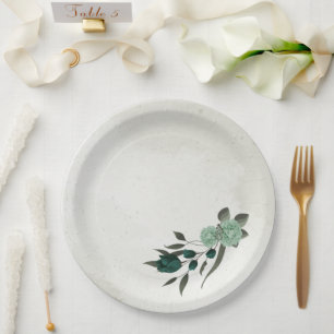 emerald green flowers botanical paper plates