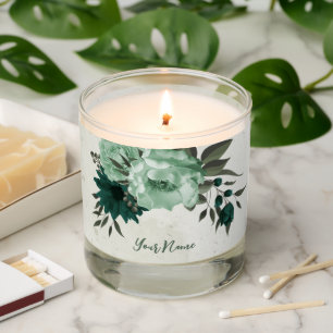 emerald green flowers botanical scented candle