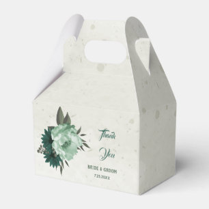 emerald green flowers botanical wedding  favor boxes
