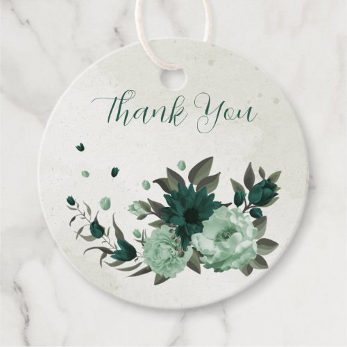 emerald green flowers botanical wedding favor tags