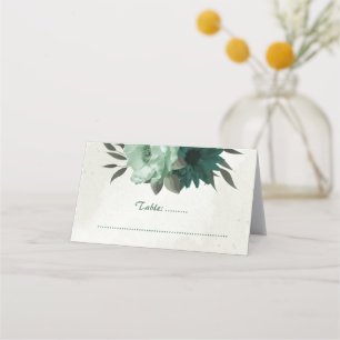 emerald green flowers botanical wedding place card