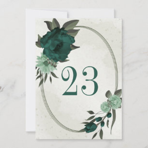 emerald green flowers geometric table number