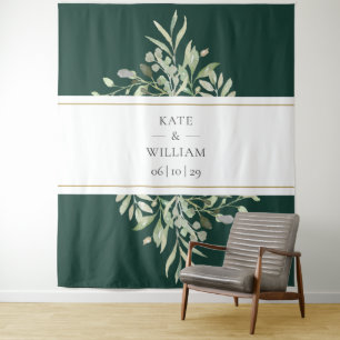 Emerald Green Foliage Wedding Photo Booth Backdrop