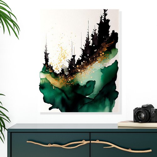 Emerald Green Forest Abstract Acrylic Photo Tile