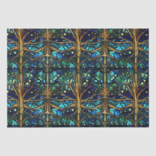 Emerald Green Forest Faux Stained Glass Pattern Tissue Paper