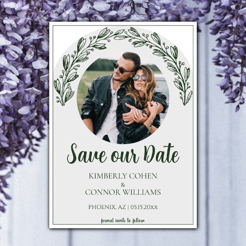 Emerald Green Garland Photo Save the Date