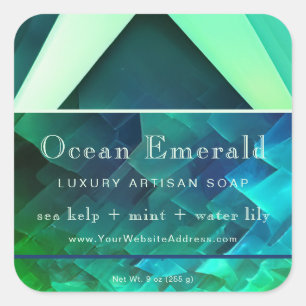 Emerald Green Gem Abstract Geometric Product Label