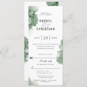 emerald green geode wedding invite w rsvp attached