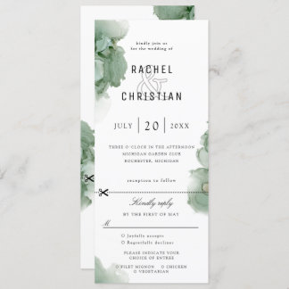 emerald green geode wedding invite w rsvp attached