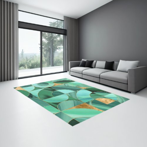 Emerald Green Geometric abstract Rug