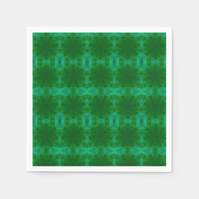 Emerald green geometric design napkins (Front)