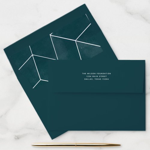 Emerald Green Geometric Gala Return Address Envelope