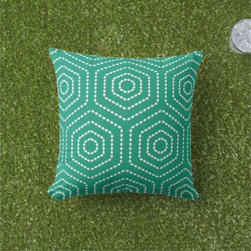 Emerald Green Geometric Pattern Outdoor Pillows Zazzle