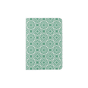 Emerald Green Geometric Seamless Pattern Passport Holder