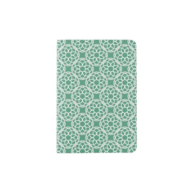 Emerald Green Geometric Seamless Pattern Passport Holder (Front)