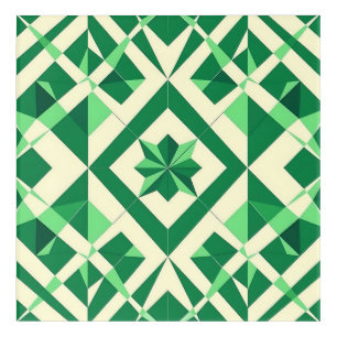 Emerald Green Geometric Star Pattern Acrylic Print
