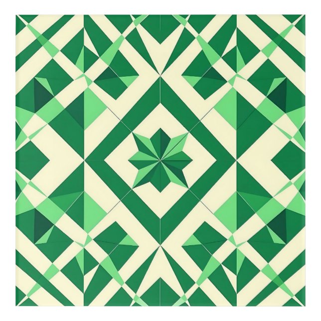 Emerald Green Geometric Star Pattern Acrylic Print (Front)