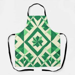 Emerald Green Geometric Star Pattern Apron