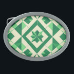 Emerald Green Geometric Star Pattern Belt Buckle<br><div class="desc">Captivate with this mesmerizing emerald green geometric pattern featuring intricate interlocking stars and diamonds in a kaleidoscopic layout. Rich forest greens blend seamlessly with mint and pale cream tones,  creating layered depth and a subtle 3D illusion through precise angular facets.</div>