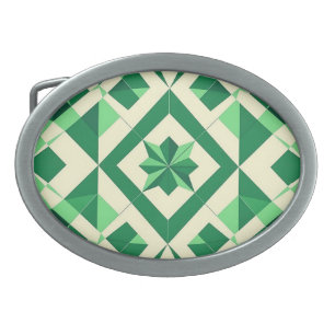 Emerald Green Geometric Star Pattern Belt Buckle