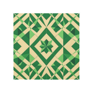 Emerald Green Geometric Star Pattern Wood Wall Art