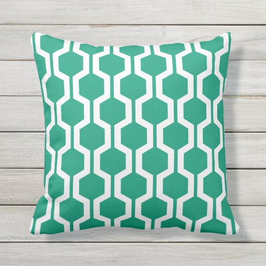 Emerald Green Geometric Trellis Outdoor Pillows