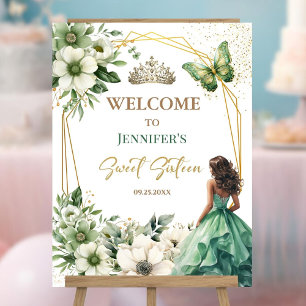 Emerald Green Girl Princess Tiara Floral Sweet 16 Foam Board