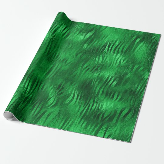 Emerald Green Glam Animal Print Wrapping Paper