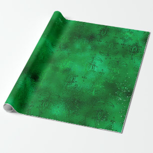 Emerald Green Glam Damask Pattern Wrapping Paper