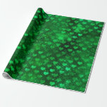 Emerald Green Glam Hearts Pattern Wrapping Paper<br><div class="desc">Metallic emerald green hearts and sequins pattern wrapping paper.</div>
