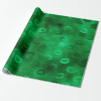Emerald Green Glam Lips Pattern Wrapping Paper