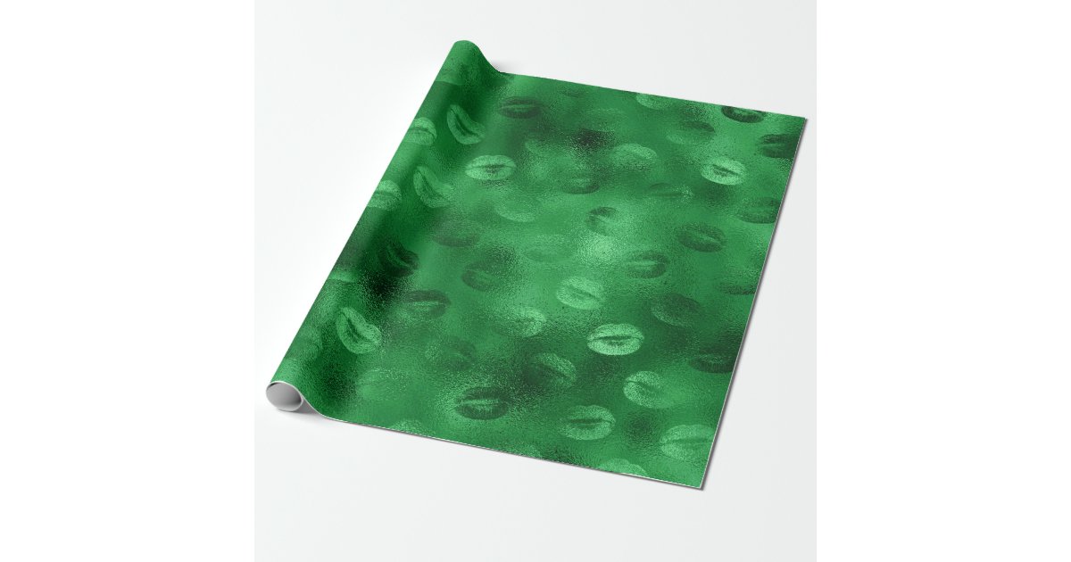 Emerald Green Glam Lips Pattern Wrapping Paper