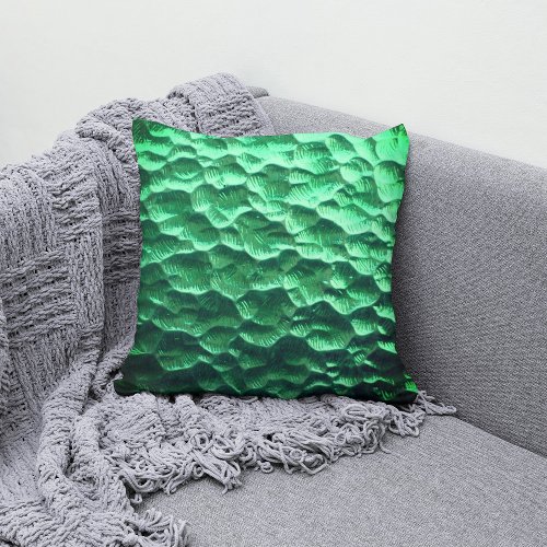 Emerald Green Glass _ Elegant and Unique Textured Throw Pillow