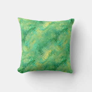 Emerald Green Glassy Texture Throw Pillow