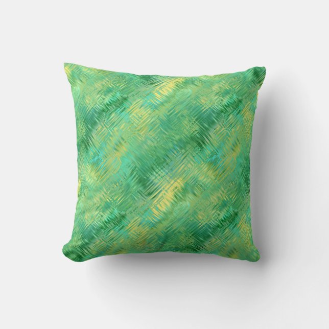 Emerald Green Glassy Texture Throw Pillow (Front)