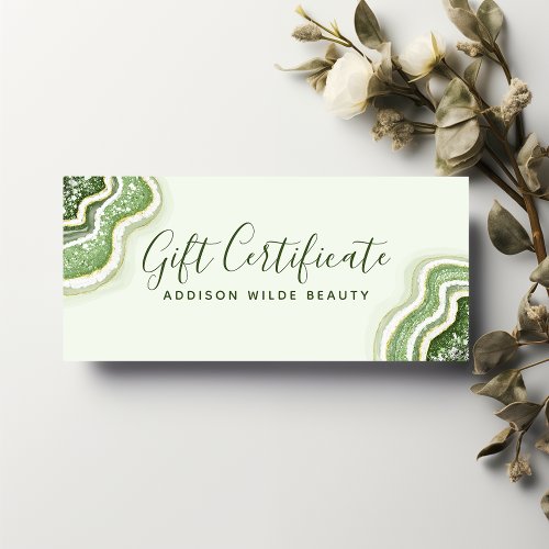 Emerald Green Glitter Agate Geode Gift Certificate