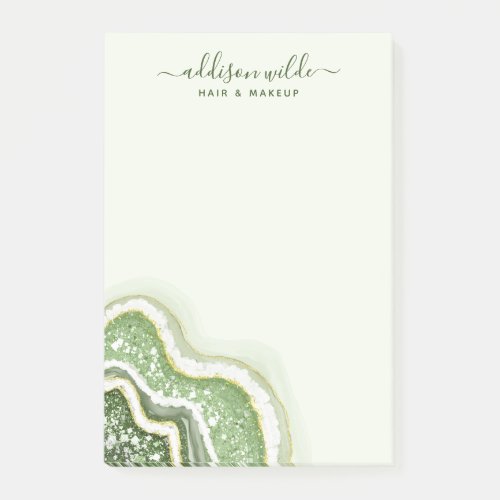 Emerald Green Glitter Agate Geode Luxe Business Post_it Notes