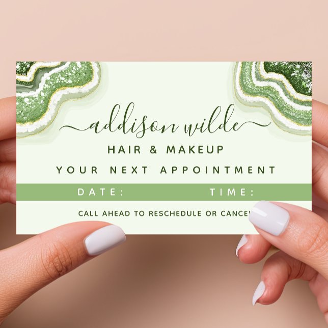 Emerald Green Glitter Agate Geode Luxe Chic Appointment Card (Creator Uploaded)