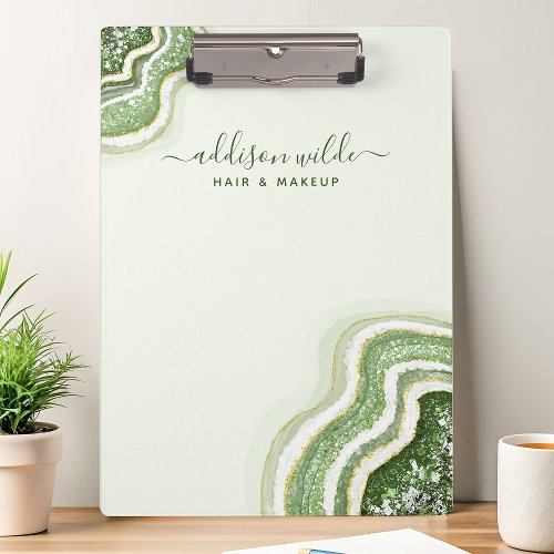 Emerald Green Glitter Agate Geode Luxe Chic Clipboard